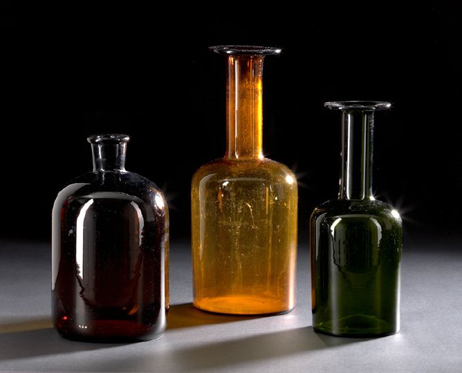 Appraisal: Interesting Trio of Blown Glass Bottles third quarter th century