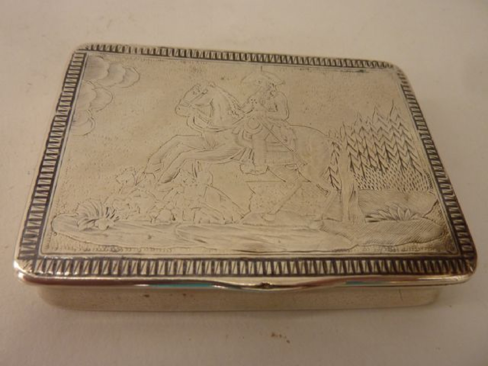 Appraisal: A Russian silver box Moscow standard the shaped rectangular body