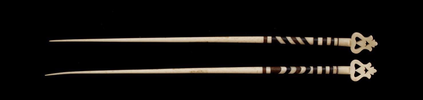 Appraisal: PAIR OF WHALEBONE AND IVORY KNITTING NEEDLES th CenturyNot available