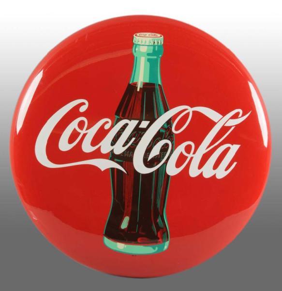 Appraisal: Tin Coca-Cola Button with Bottle Description Beautiful bright and unused