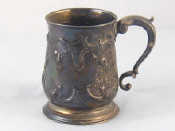 Appraisal: A George II silver beer mug with scroll handle and