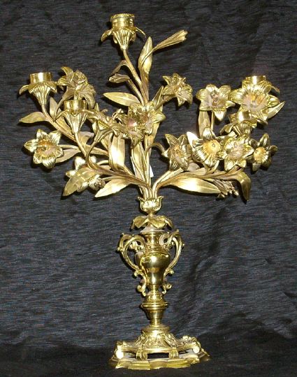 Appraisal: Napoleon III Gilt-Brass Five-Light Lily Candelabrum of small size third