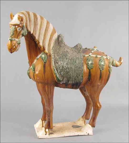 Appraisal: CHINESE TANG STYLE GLAZED CERAMIC HORSE H '' W ''