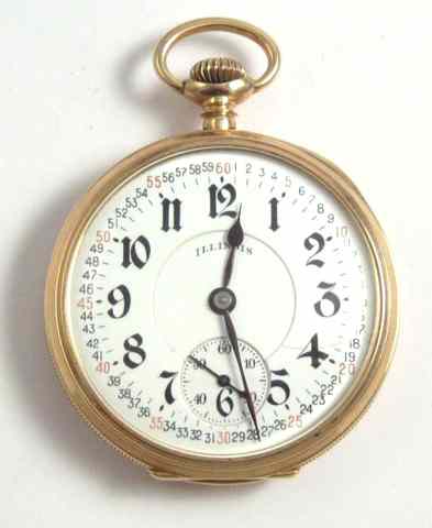 Appraisal: FOURTEEN KARAT GOLD OPEN FACE POCKET WATCH Illinois Watch Co