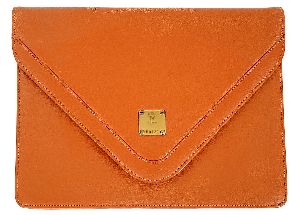 Appraisal: MCM Leather Envelope Burnt Orange Bag Vintage MCM Leather Envelope