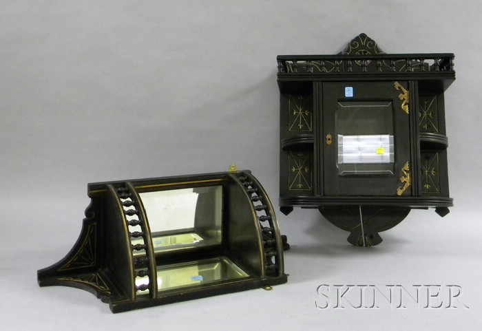 Appraisal: Small Victorian Ebonized Corner Wall Display Shelf and Victorian Ebonized