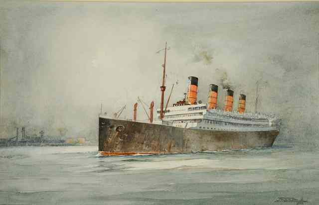 Appraisal: JOHN HARDY MEADOWS - 'RMS Aquitania in Southampton Waters' signed