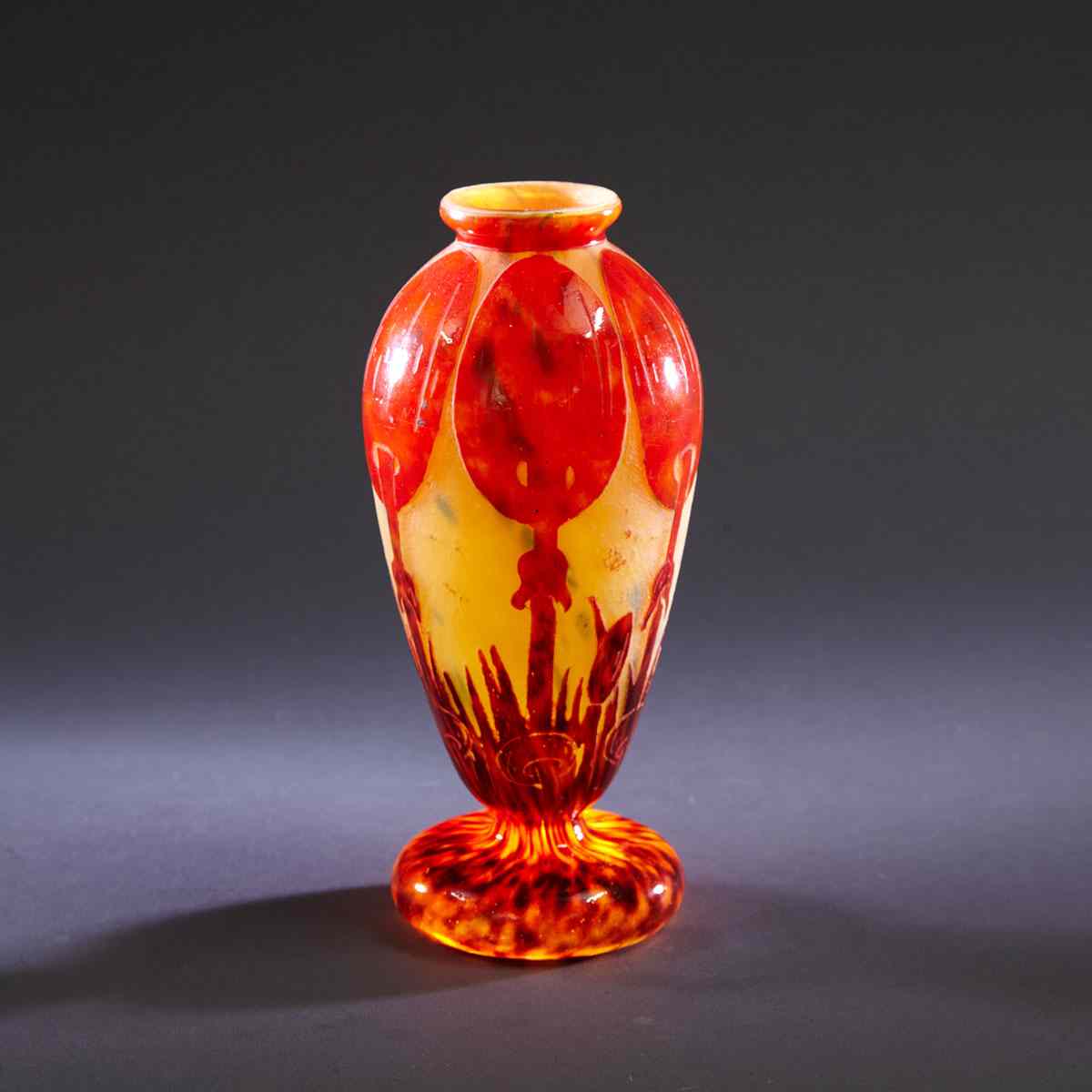 Appraisal: Le Verre Fran ais Cameo Glass Vase c - height