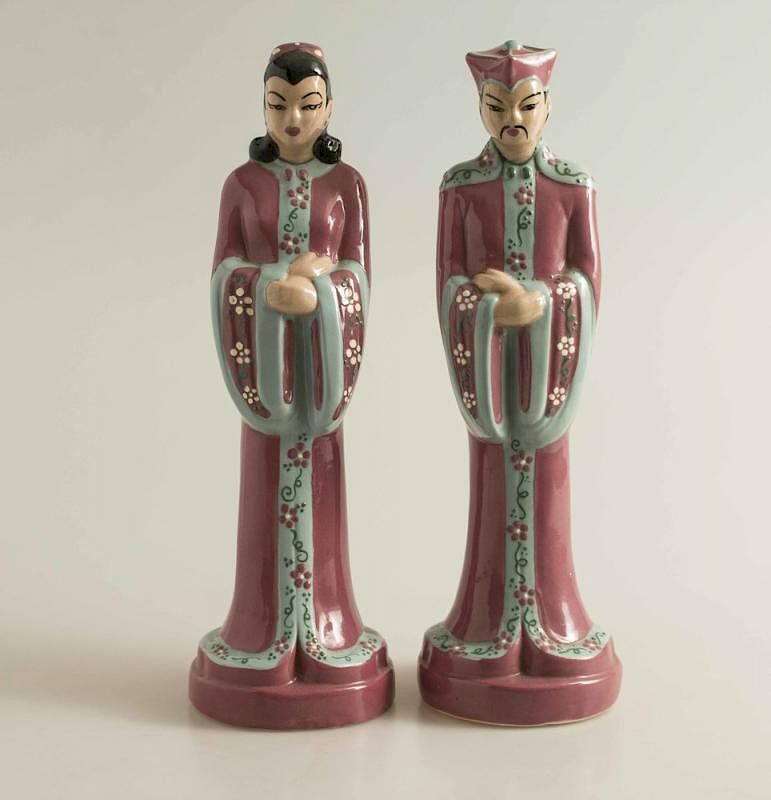 Appraisal: Stewart B McCulloch Ceramic Figures Pair of Stewart B McCulloch