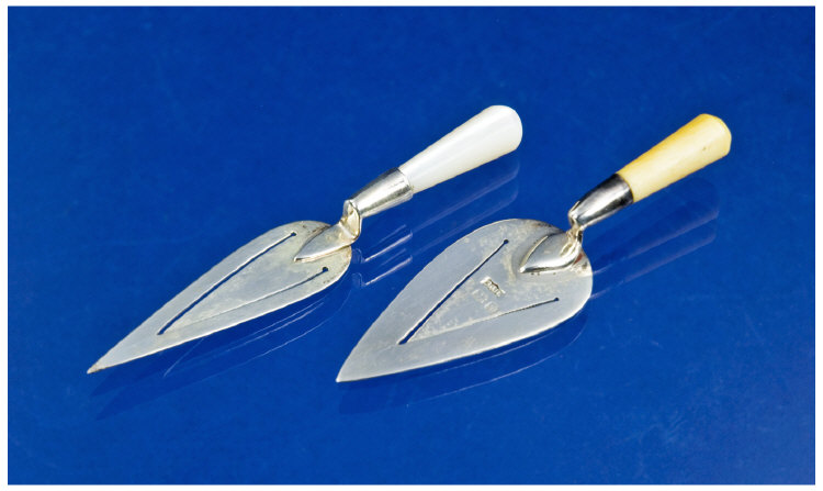 Appraisal: Two Silver Bookmarks Realistically Modelled As Trowels Both Modern Fully