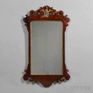 Appraisal: Mahogany and Gilt-gesso Mirror America or England c the scrolled