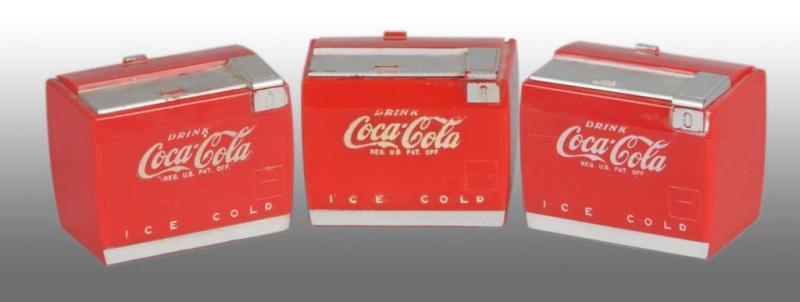 Appraisal: Lot of Plastic Coca-Cola Miniature Coolers Description s Two are