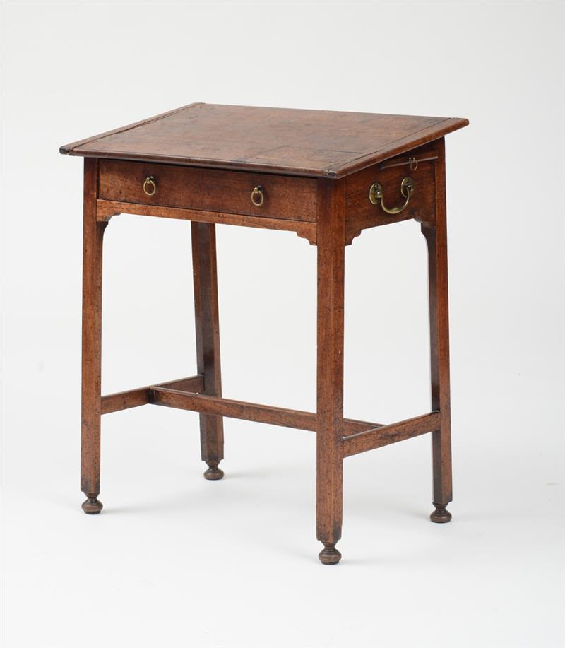 Appraisal: PROVINCIAL GEORGE III MAHOGANY WRITING DESK The slightly sloping top