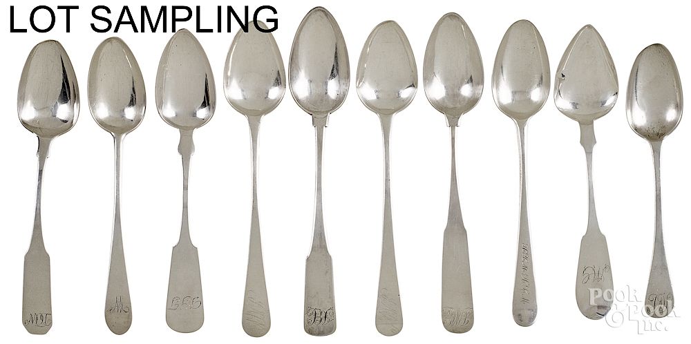 Appraisal: Large collection of American silver serving spoon Large collection of