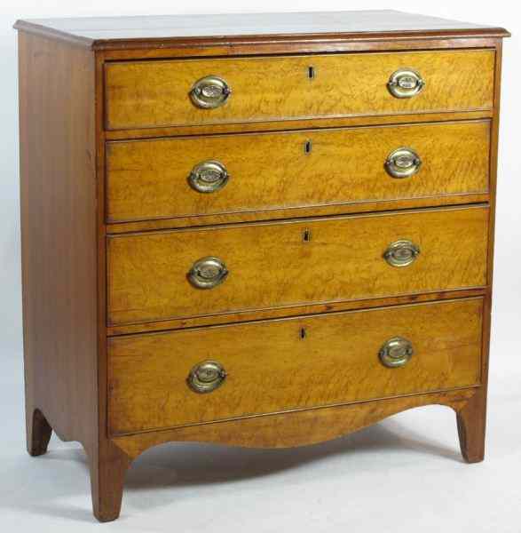 Appraisal: th Century Cherry and Maple Bachelor's Chestcherry board top four