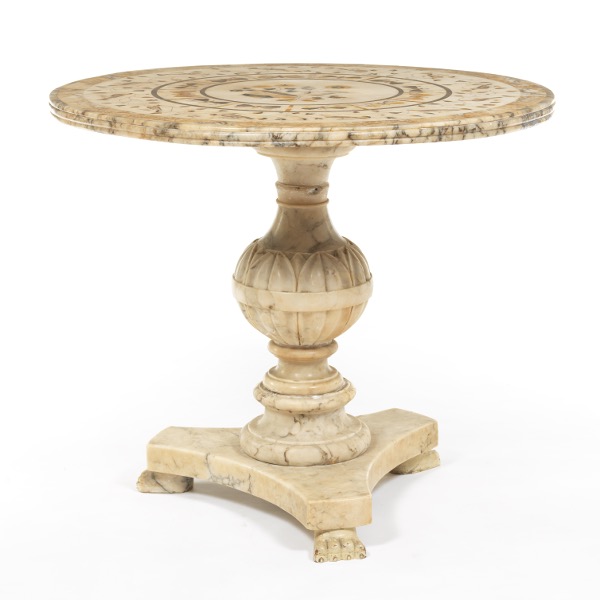 Appraisal: ITALIAN RENAISSANCE REVIVAL MARBLE INLAY CENTER HALL TABLE CAN BE