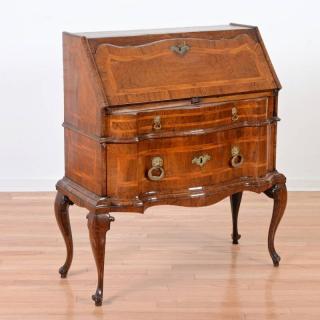 Appraisal: Italian Rococo inlaid walnut secretary commode th th c slanted