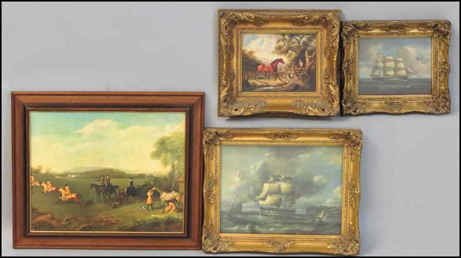 Appraisal: FOUR FRAMED DECORATIVE PRINTS Largest '' x '' Condition No