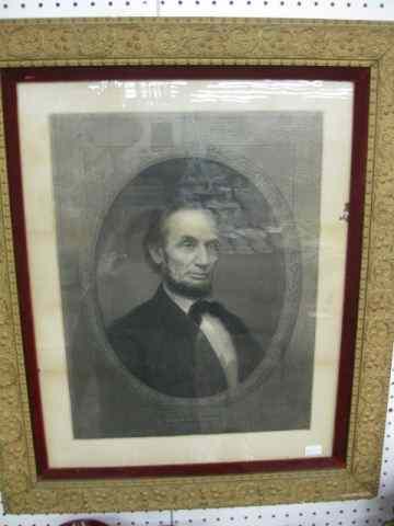 Appraisal: Steel Engraving of Abraham Lincoln by William Marshall th century