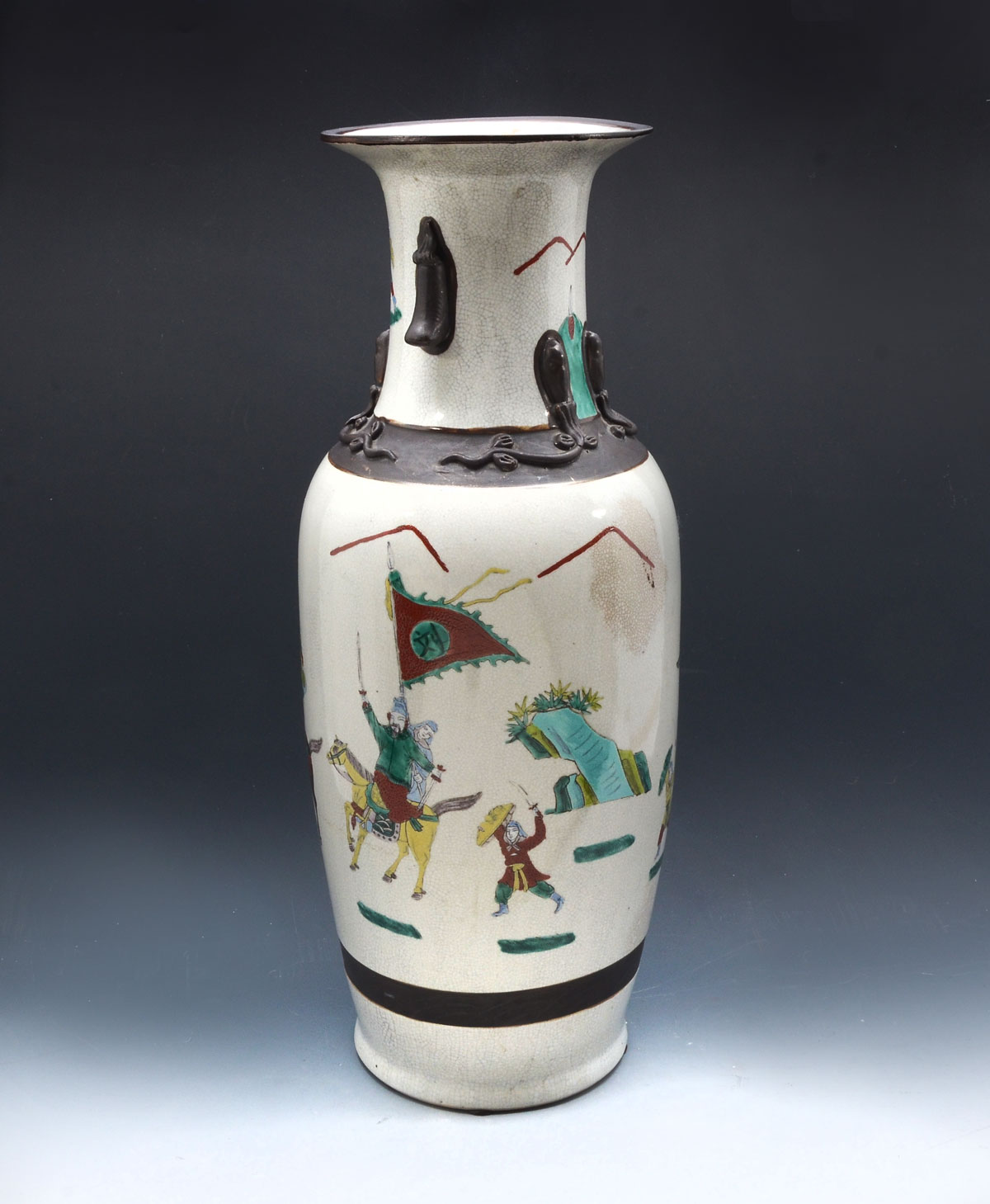 Appraisal: LARGE CHINESE BATTLE SCENE VASE Large Chinese vase with enameled