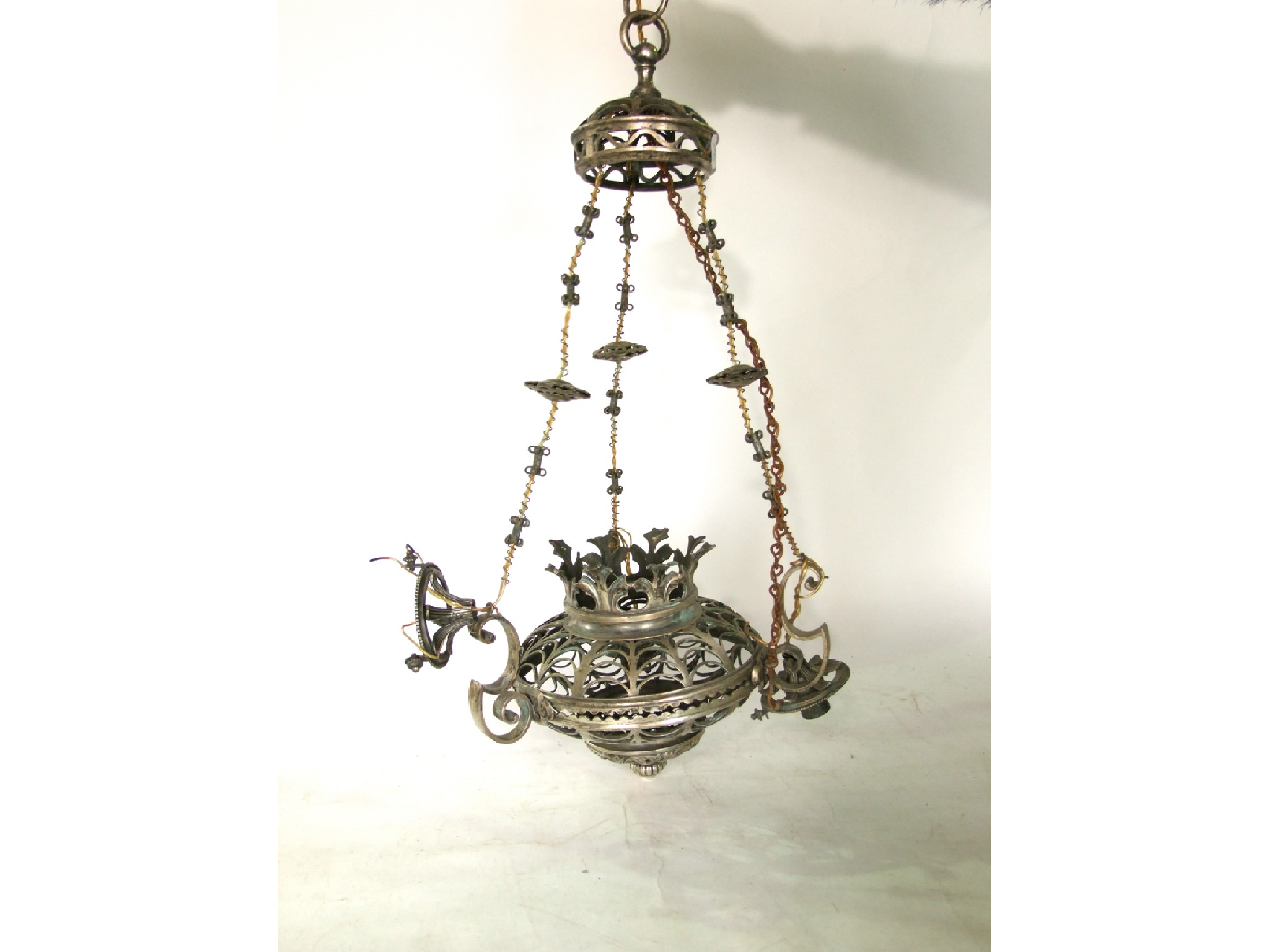 Appraisal: A good quality th century silver plated ceiling light of