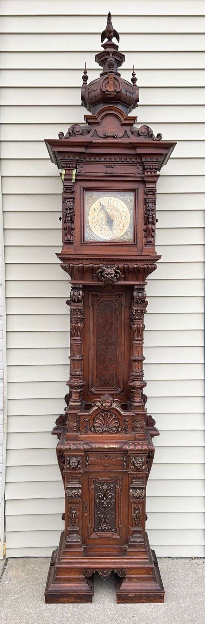 Appraisal: F X Wildenauer Continental carved musical hall clock thC Measures