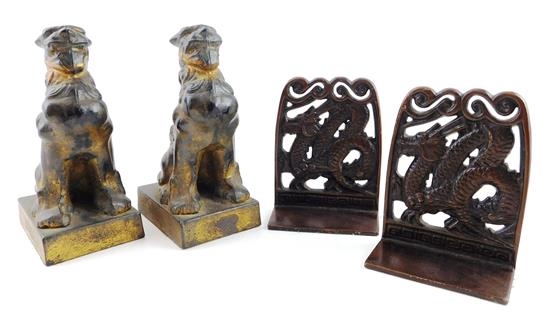 Appraisal: Two th C Asian inspired pairs bookends both cast-iron and