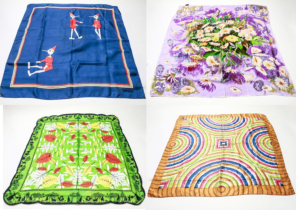 Appraisal: Ladies' Vintage Silk Scarves Group of Ladies' silk scarves group