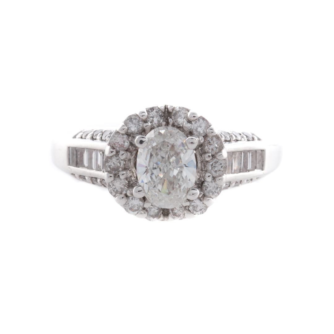 Appraisal: A Lady's Oval Diamond Halo Engagement Ring K white gold