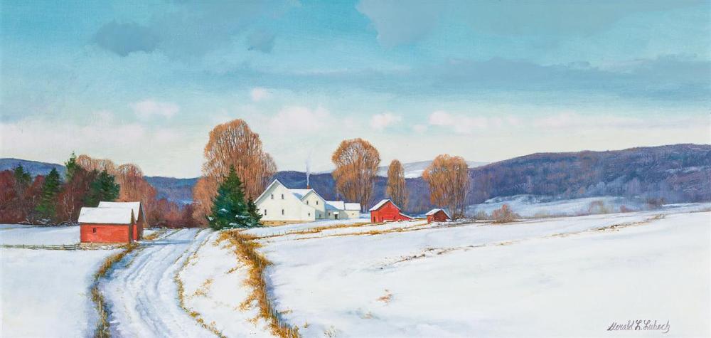 Appraisal: GERALD LUBECK American - The Farm in Winter oil on