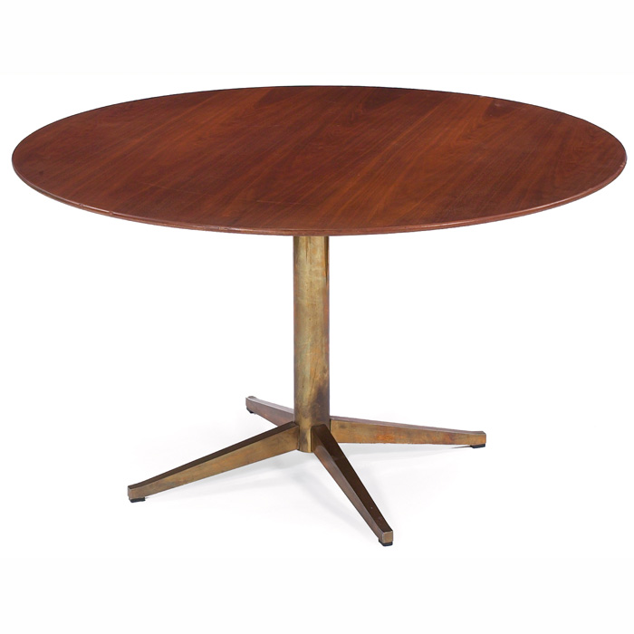 Appraisal: Florence Knoll table desk by Knoll round walnut top with