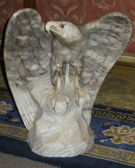 Appraisal: SCULPTED MARBLE FIGURE OF AN EAGLE Perched on a rock