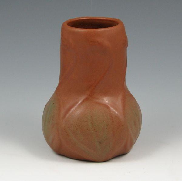 Appraisal: Van Briggle vase with molded floral and leaf design in