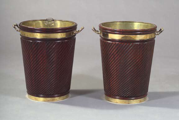 Appraisal: Pair of Regency-Style Mahogany Coal Buckets each with a molded