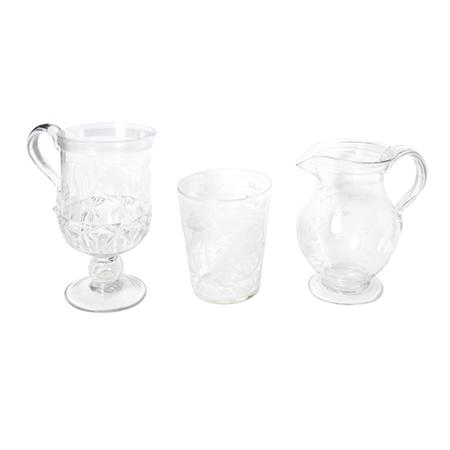 Appraisal: Group of Three English and Continental Etched Glass Articles Estimate