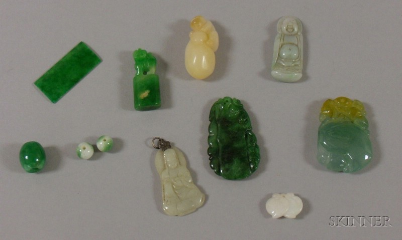 Appraisal: Lot of Jade Carvings including a standing Buddha pendant a