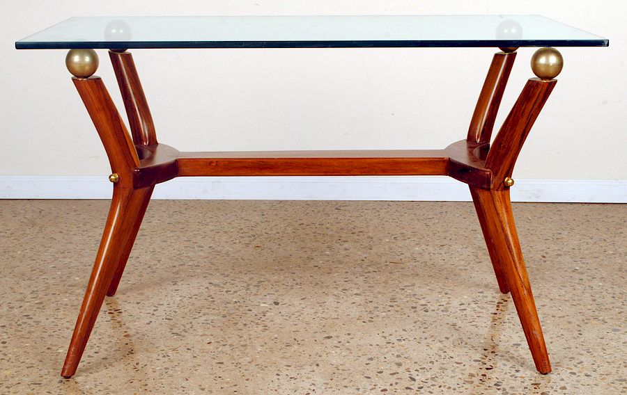 Appraisal: ITALIAN MAHOGANY OCCASIONAL TABLE GLASS TOP C A large Italian