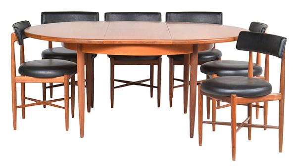 Appraisal: G-PLAN DINING SUITE c s comprising a teak round-ended extending