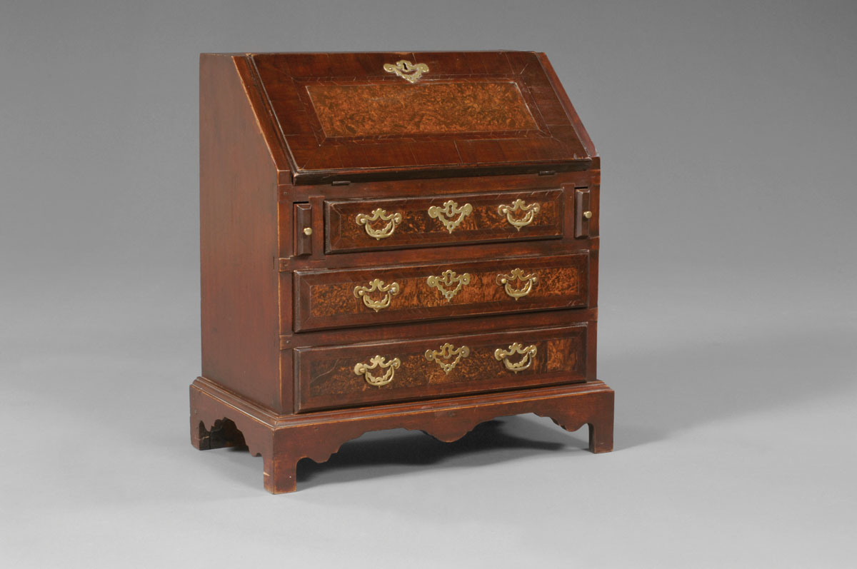 Appraisal: NEW ENGLAND QUEEN ANNE FIGURED MAPLE AND WALNUT VENEER CHILD'S