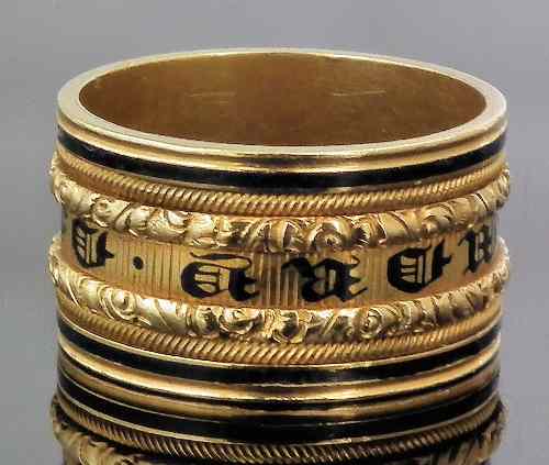 Appraisal: A George IV ct gold and black enamel mourning ring