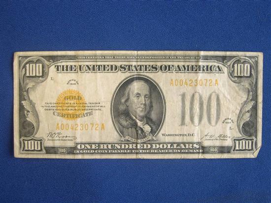 Appraisal: gold certificate small size Fine details but faint ink stamp