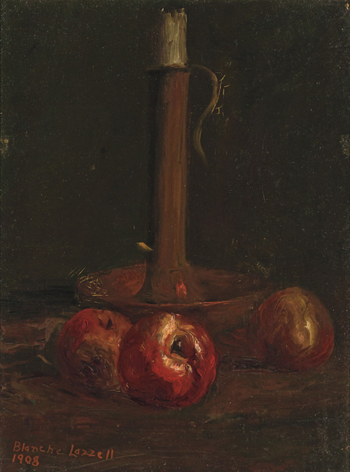 Appraisal: BLANCHE LAZZELL American - Still Life with Apples oil on