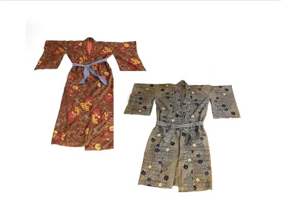 Appraisal: ASIAN two Japanese men's kimonos c first fall winter kimono