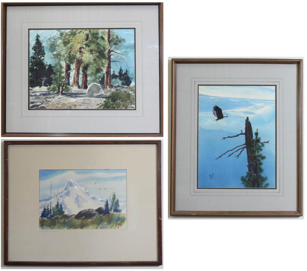 Appraisal: PHIL TYLER Oregon - three watercolors on paper Mt Hood