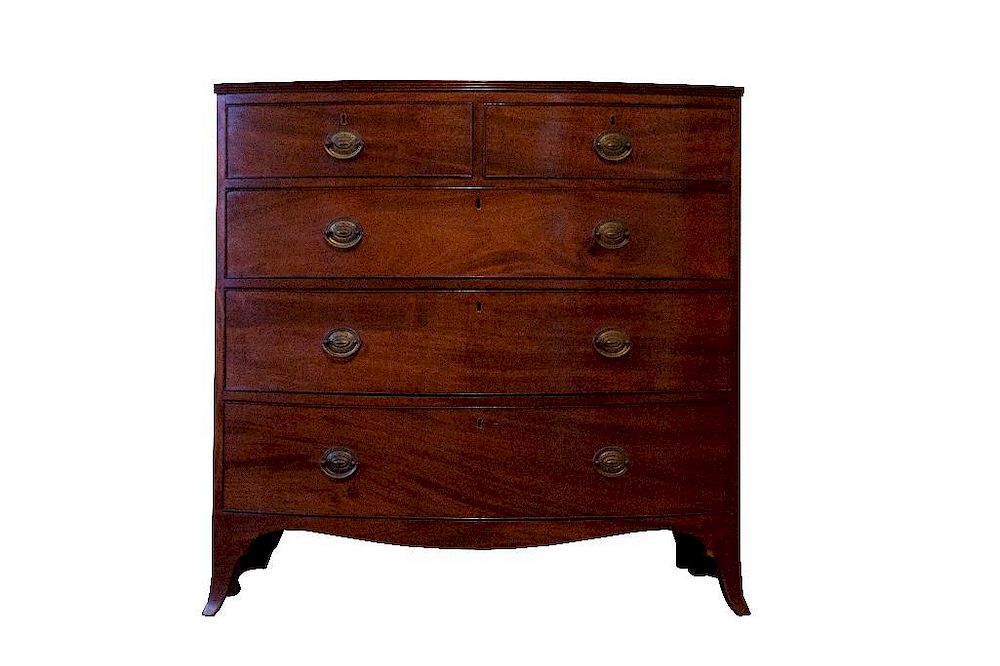 Appraisal: English Mahogany George Bowfront Chest Drawers English Mahogany George III