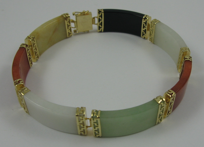 Appraisal: JADE BLACK ONYX AND K GOLD BRACELET with black onyx