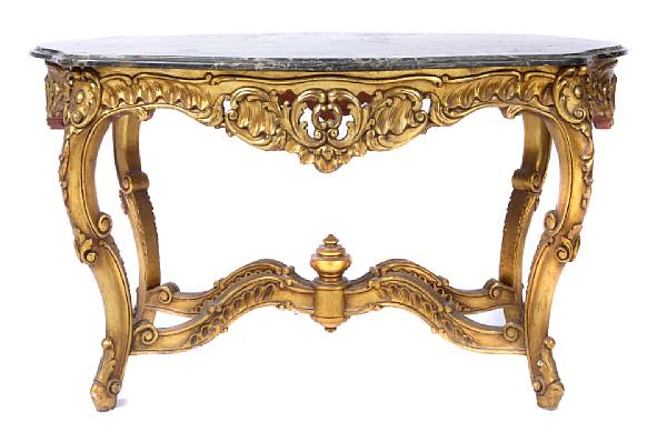 Appraisal: A Louis XV style salon table with marble top height