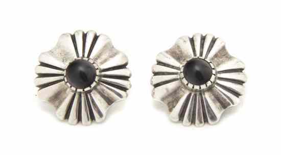 Appraisal: A Pair of Navajo Sterling Silver Earrings Harvey Begay in