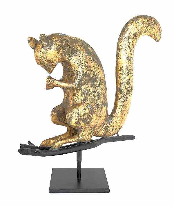 Appraisal: Full-bodied copper squirrel weathervane early th c holding a nut