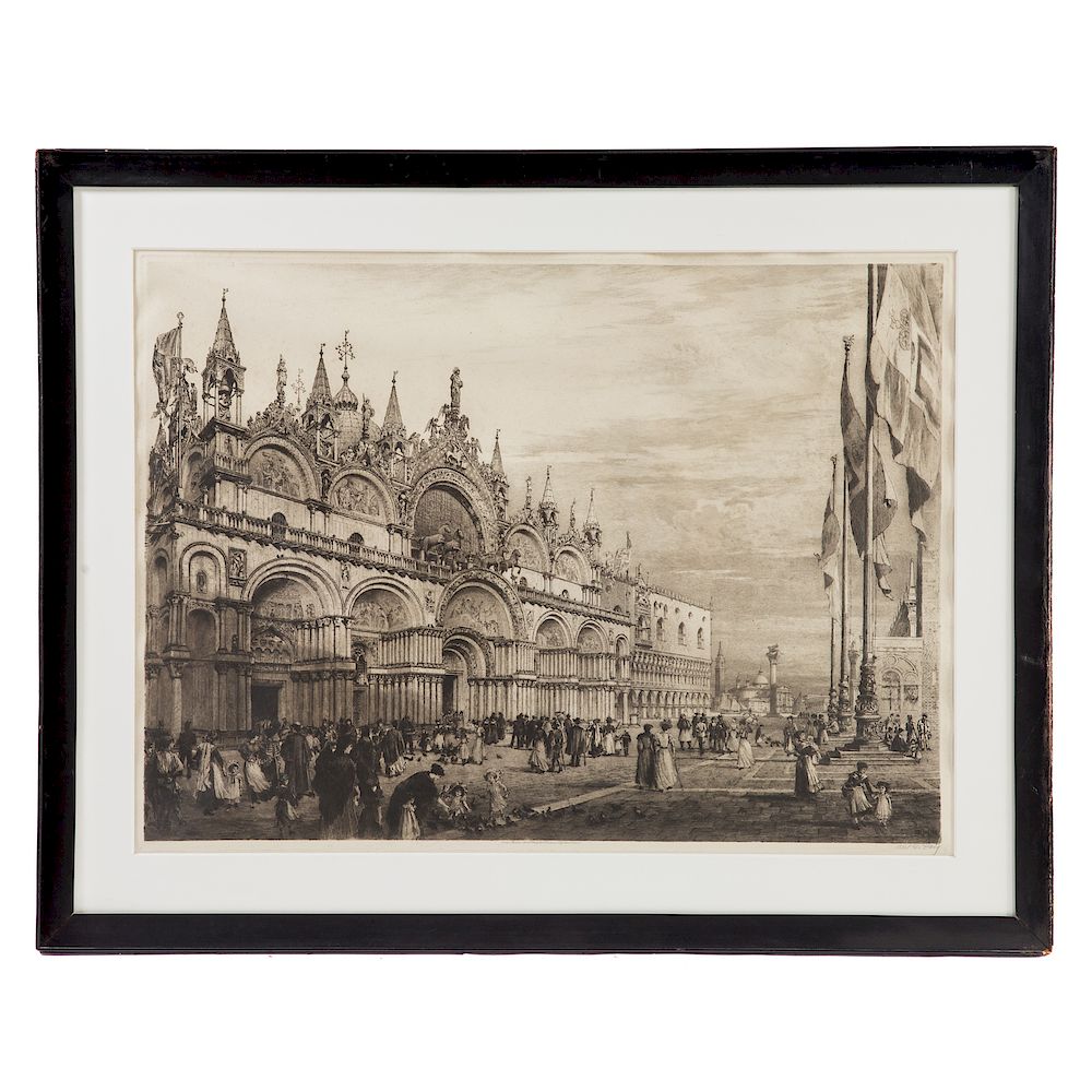 Appraisal: Axel H Haig Piazza San Marco Venice etching Axel Herman